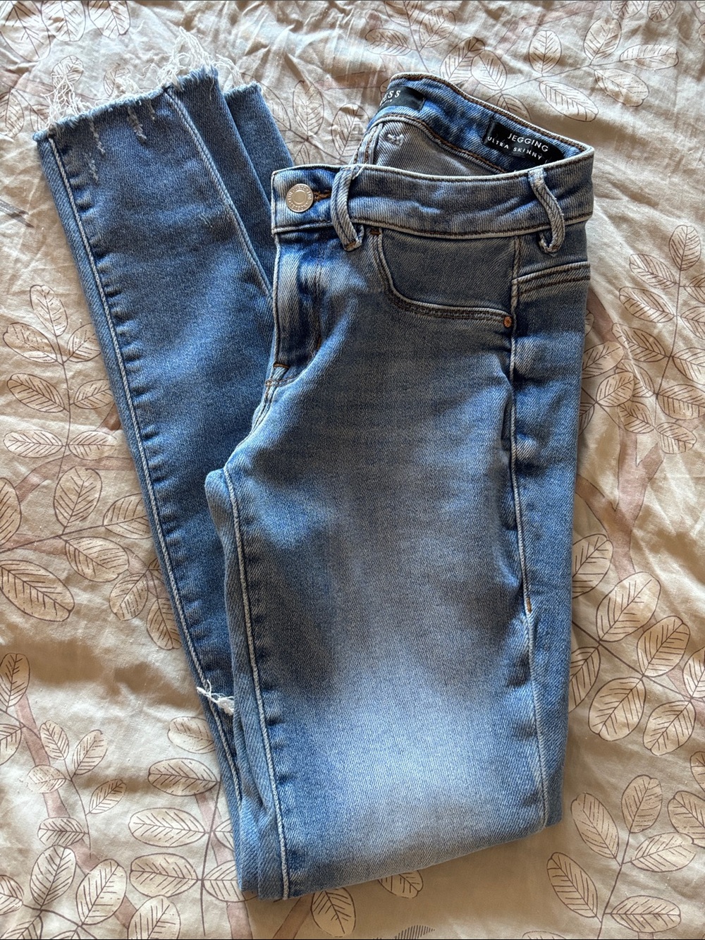 Guess Light Blue Women's Jeggings with Frayed Hem